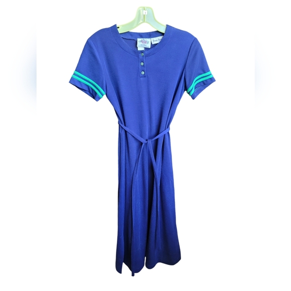 Vintage Lang Originals Neiman Marcus Dress Womens Small Blue Knee 80’s Stretchy - Picture 6 of 8